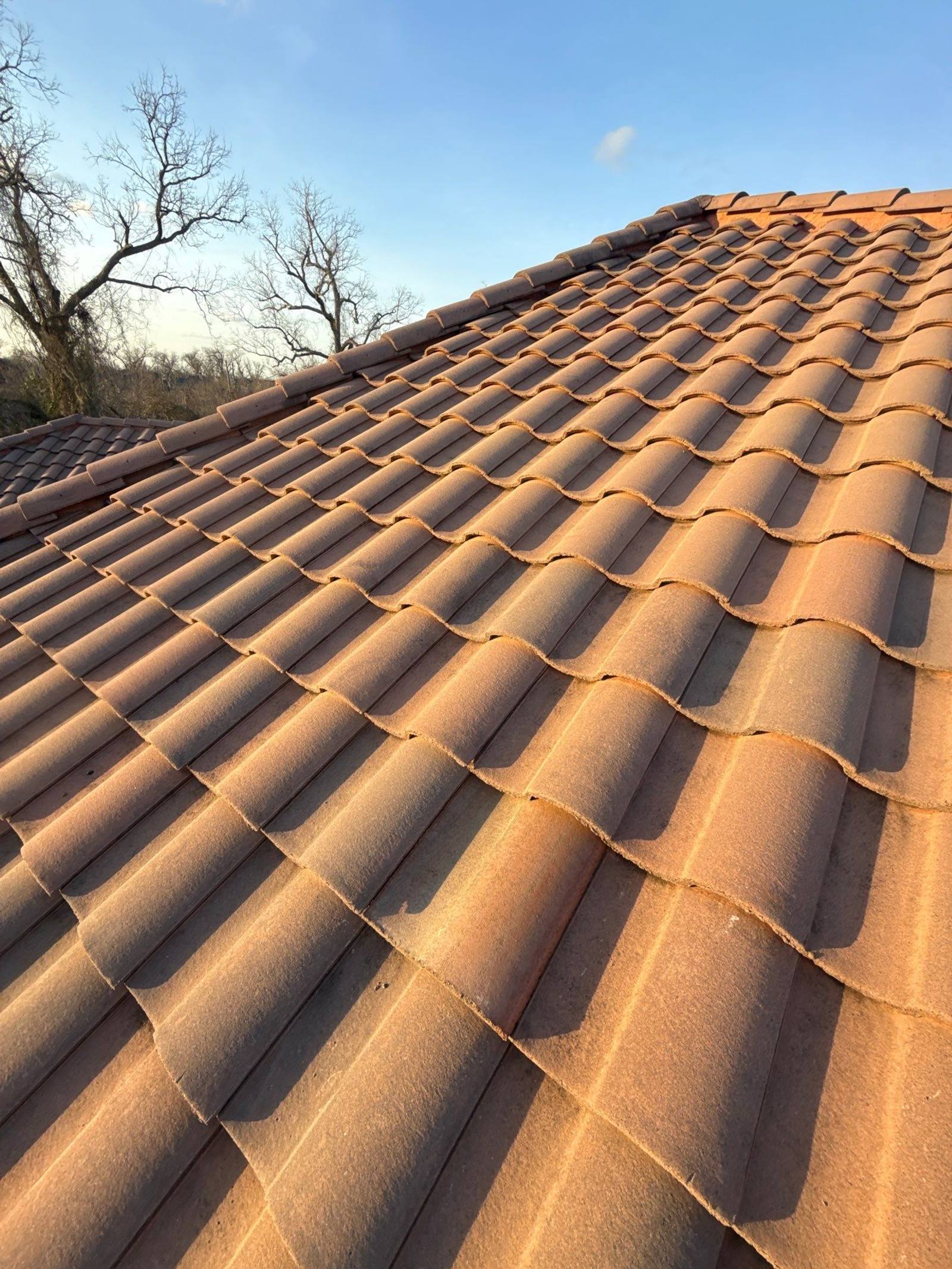 Completed clay tile roof Sugar Land