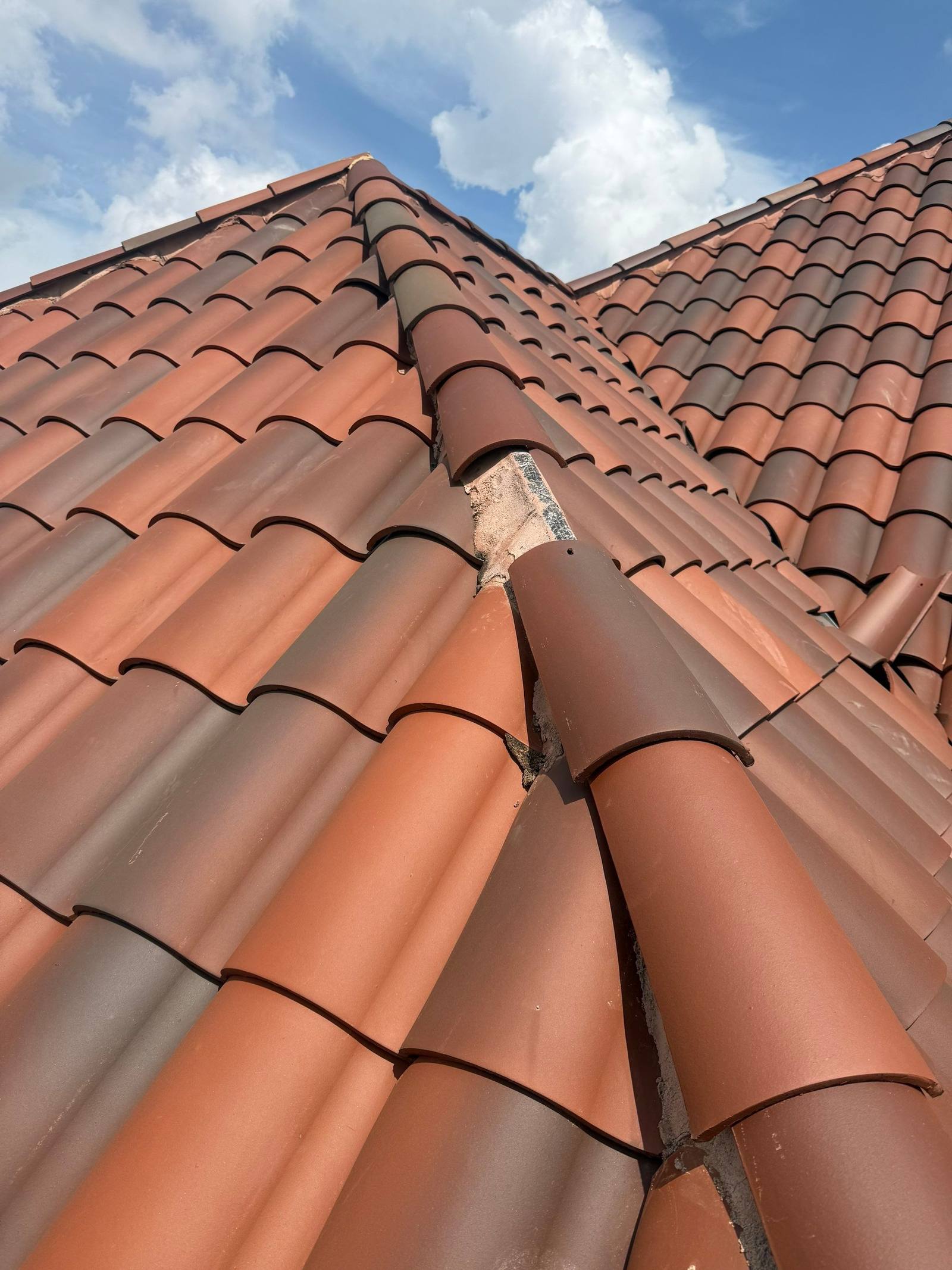 Clay tile ridge repair in Houston